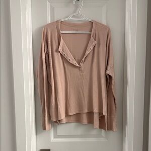 Aerie Blush Long Sleeve Waffle Knit Top